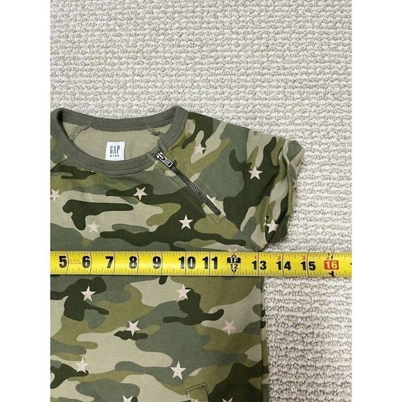 GAP KIDS Green Camo Sweatshirt Dress Girls SIZE S Stars Zipper Accents Cotton - Picture 3 of 8